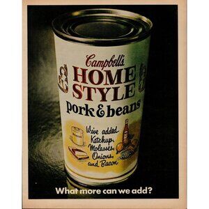 1970 Campbells Homestyle Pork & Beans Vintage Print Ad (L12)